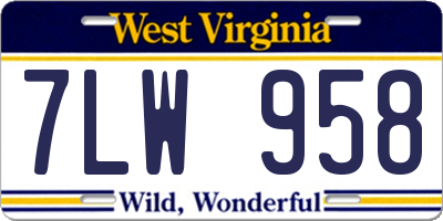 WV license plate 7LW958