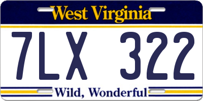 WV license plate 7LX322