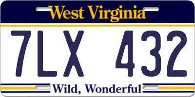 WV license plate 7LX432