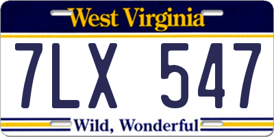 WV license plate 7LX547