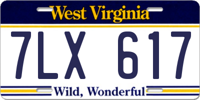 WV license plate 7LX617