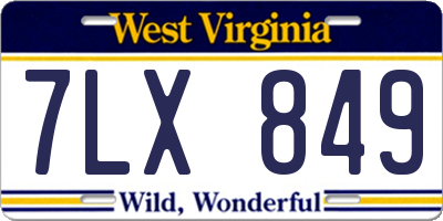 WV license plate 7LX849