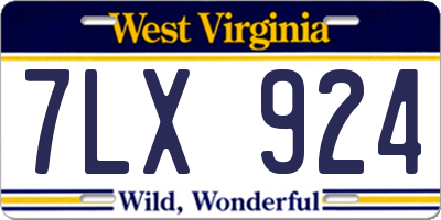 WV license plate 7LX924