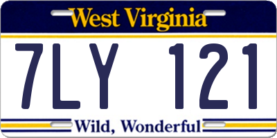 WV license plate 7LY121