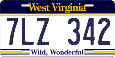 WV license plate 7LZ342