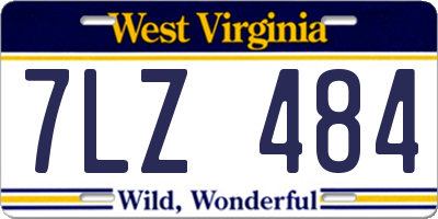 WV license plate 7LZ484
