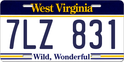 WV license plate 7LZ831