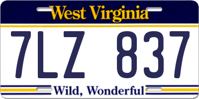 WV license plate 7LZ837