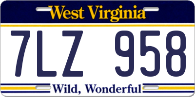 WV license plate 7LZ958