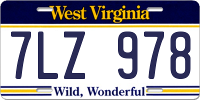 WV license plate 7LZ978