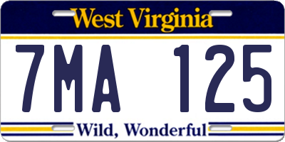 WV license plate 7MA125