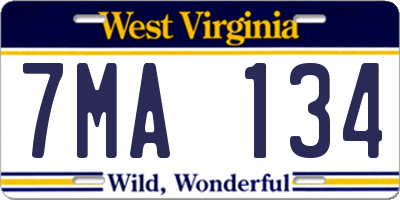 WV license plate 7MA134