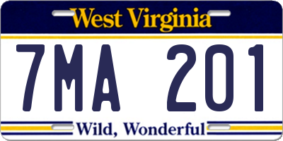 WV license plate 7MA201