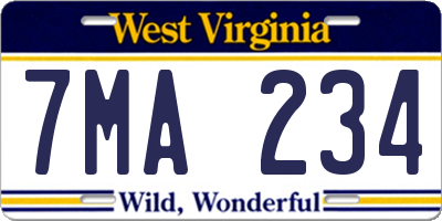 WV license plate 7MA234