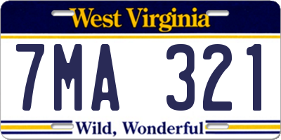 WV license plate 7MA321