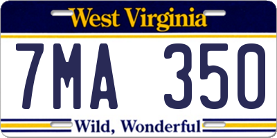WV license plate 7MA350