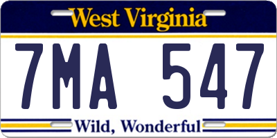 WV license plate 7MA547