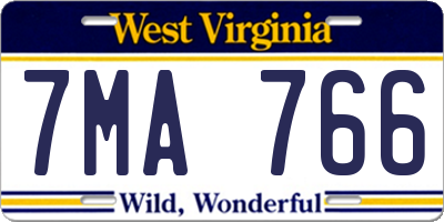 WV license plate 7MA766
