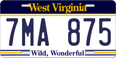 WV license plate 7MA875