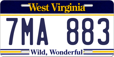 WV license plate 7MA883
