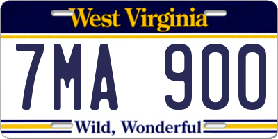 WV license plate 7MA900