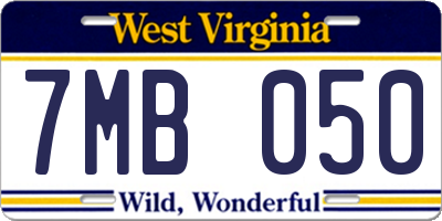 WV license plate 7MB050