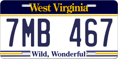 WV license plate 7MB467
