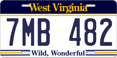 WV license plate 7MB482