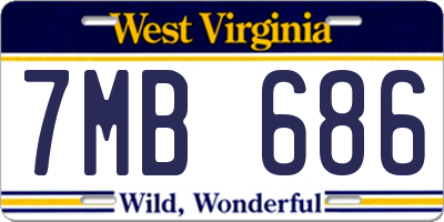 WV license plate 7MB686