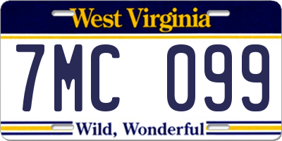 WV license plate 7MC099