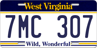 WV license plate 7MC307