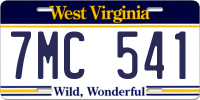 WV license plate 7MC541