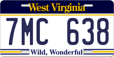 WV license plate 7MC638