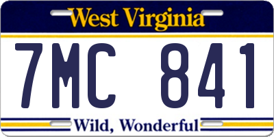 WV license plate 7MC841