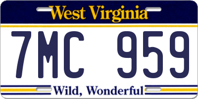 WV license plate 7MC959