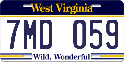 WV license plate 7MD059
