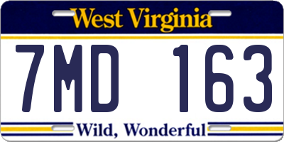 WV license plate 7MD163