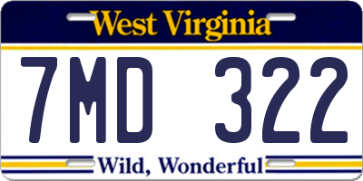 WV license plate 7MD322