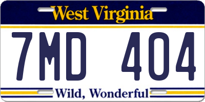 WV license plate 7MD404