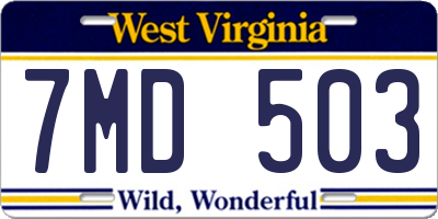 WV license plate 7MD503