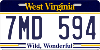 WV license plate 7MD594