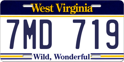 WV license plate 7MD719