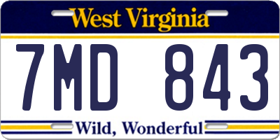 WV license plate 7MD843