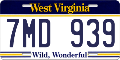 WV license plate 7MD939