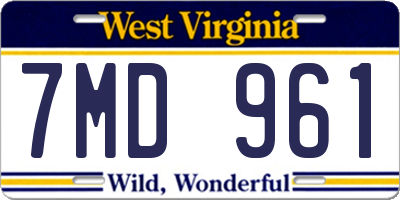 WV license plate 7MD961