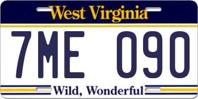 WV license plate 7ME090