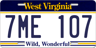 WV license plate 7ME107