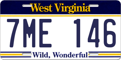 WV license plate 7ME146