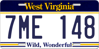 WV license plate 7ME148