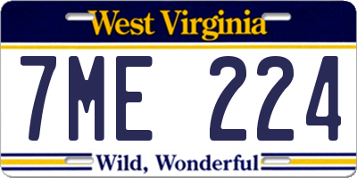 WV license plate 7ME224